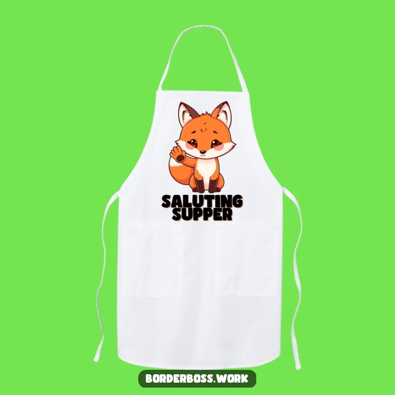 Funny Fox Chef Apron: Playful Salute Kitchen Gift for Bakers