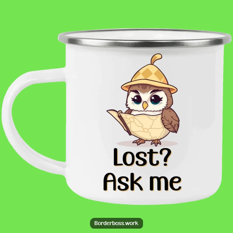 Funny Owl Map Camping Mug: Rugged & Hilarious Gift for Outdoorsy Folk