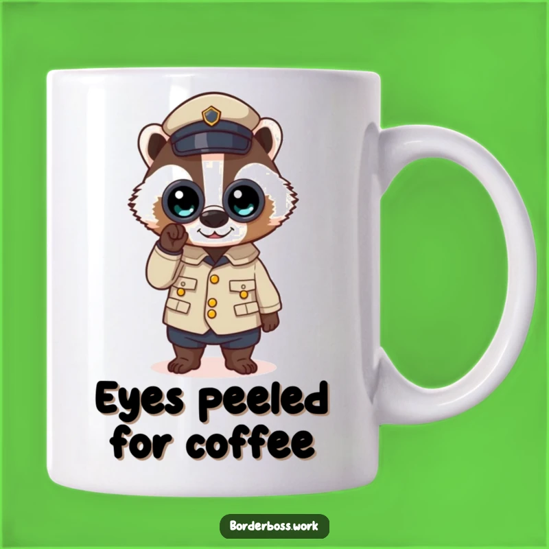 Funny Badger Officer Mug: Determined Inspector Gift for Him