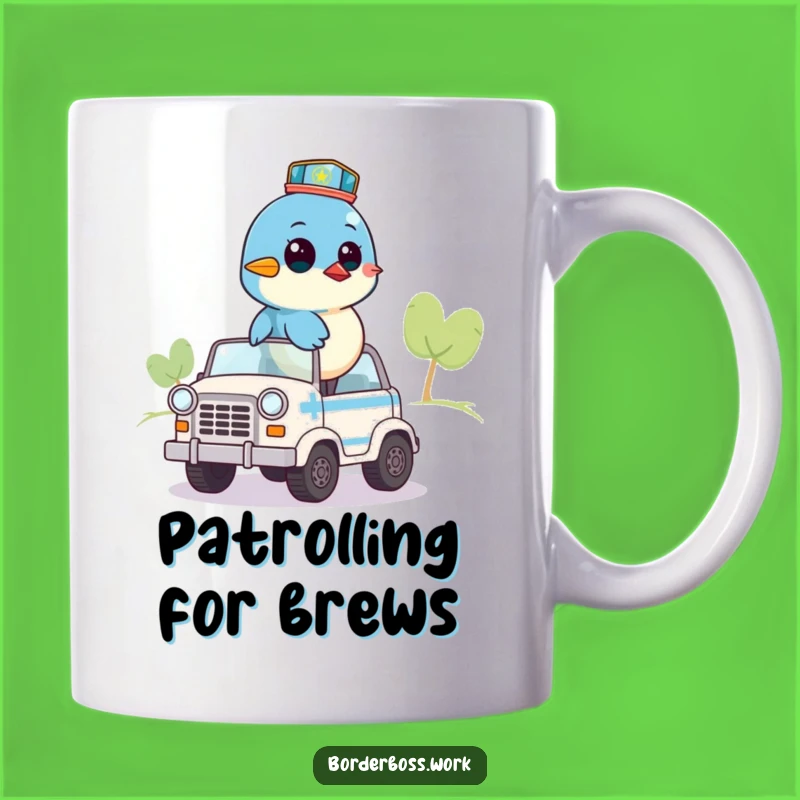 Funny Bluebird Patrol Mug: Vigilant Officer Gift for Bird Lovers