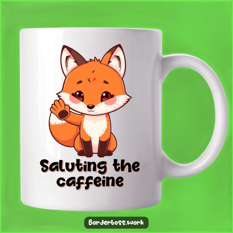 Funny Fox Salute Mug: Playful Officer Gift for Animal Lovers