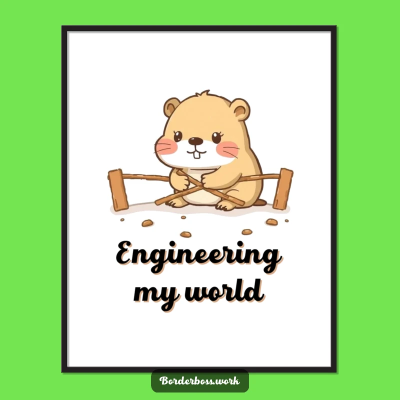 Funny Beaver Border Digital Art: Hilarious Gift for Art Lovers