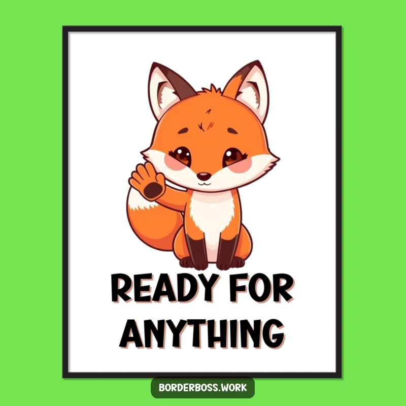 Funny Fox Digital Art: Playful Salute Print for Charming Decor
