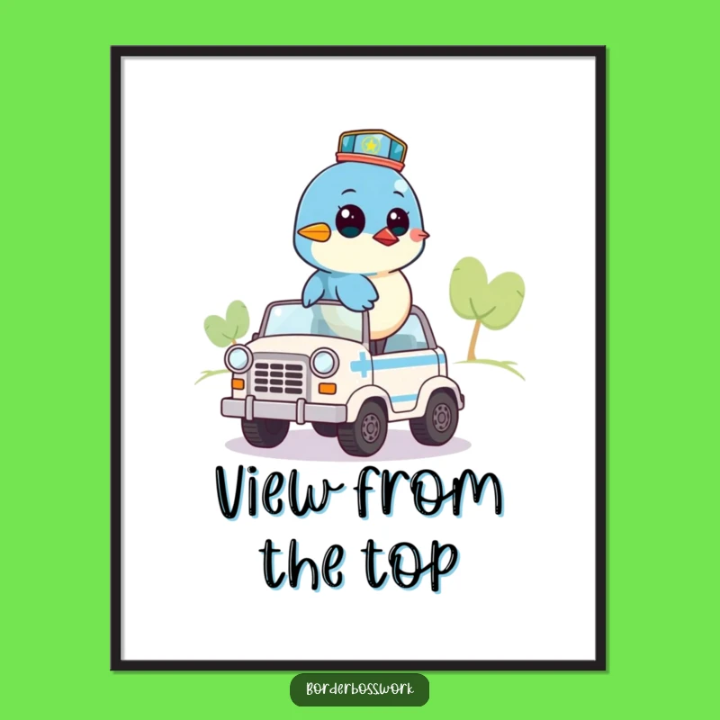 Funny Bluebird Digital Art: Vigilant Patrol Print for Walls