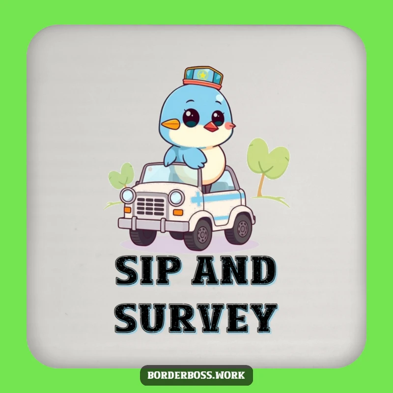 Funny Bluebird Coaster Set: Vigilant Patrol Desk Protection