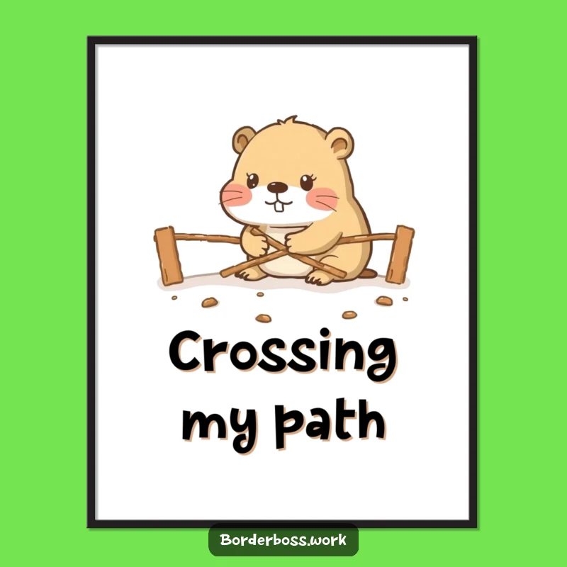 Funny Beaver Border Poster: Hilarious Art for the Diligent Home