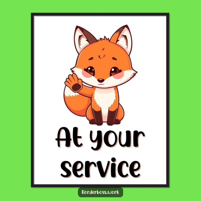Funny Fox Salute Poster: Charming Wall Art for Playful Spaces