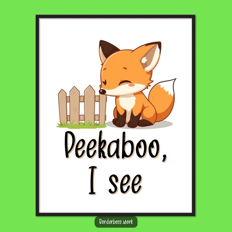 Funny Curious Fox Tiny Fence Poster: Hilarious Art for the Inquisitive Home