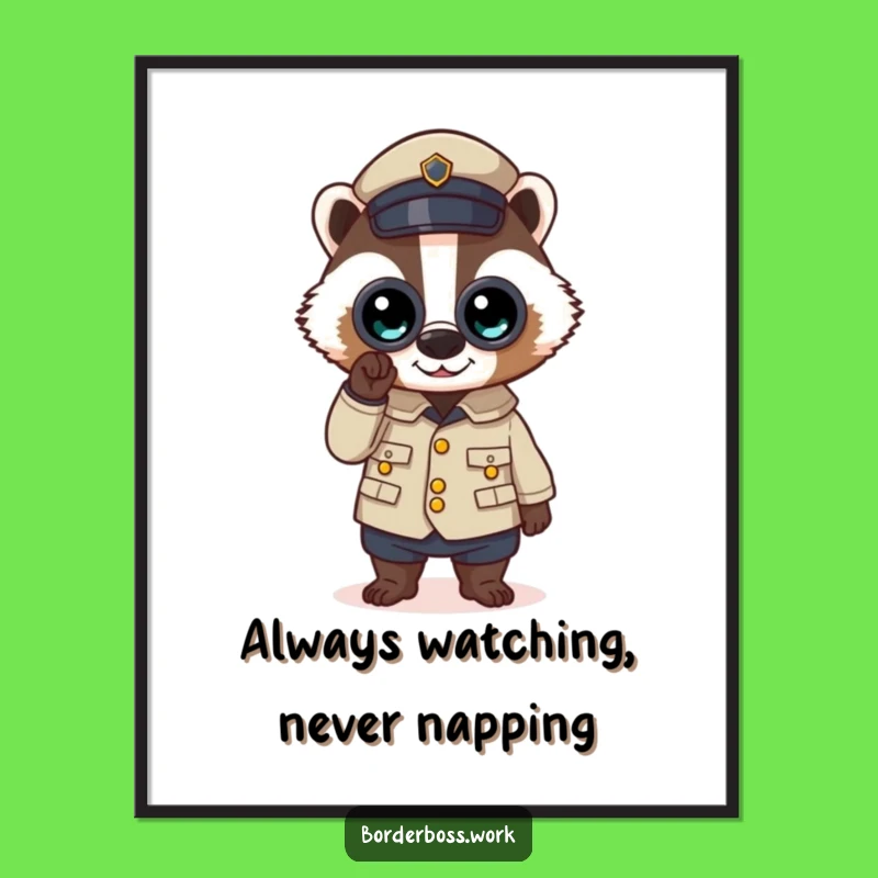 Free Printable Badger Wall Art: Funny Uniformed Officer Art Downloadable Decor