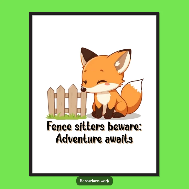 Free Printable Wall Art: Curious Fox Fence Twinkle Funny Downloadable Decor