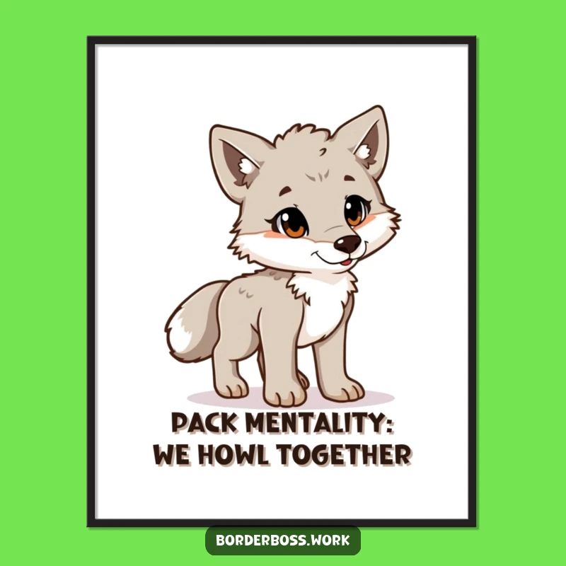 Free Printable Wall Art: Playful Wolf Cub Proud Posture Funny Downloadable Decor