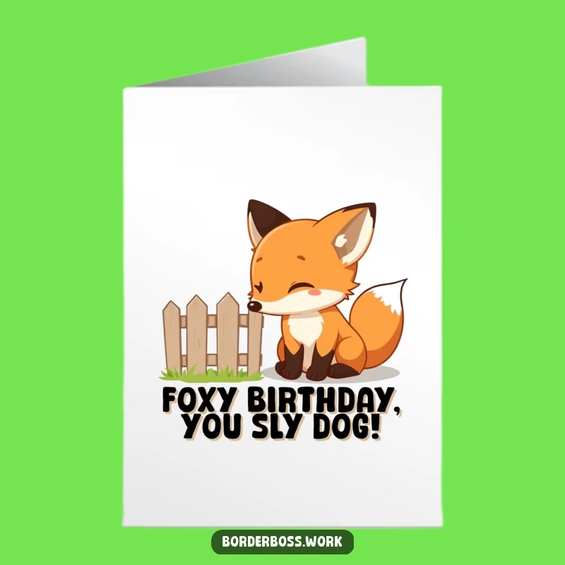 Free Printable Birthday Card: Curious Fox Fence Twinkle Funny Downloadable Gift