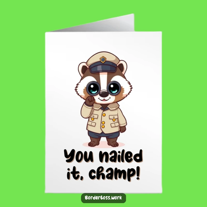 Free Printable Badger Congratulations Card: Funny Uniformed Officer Downloadable Success