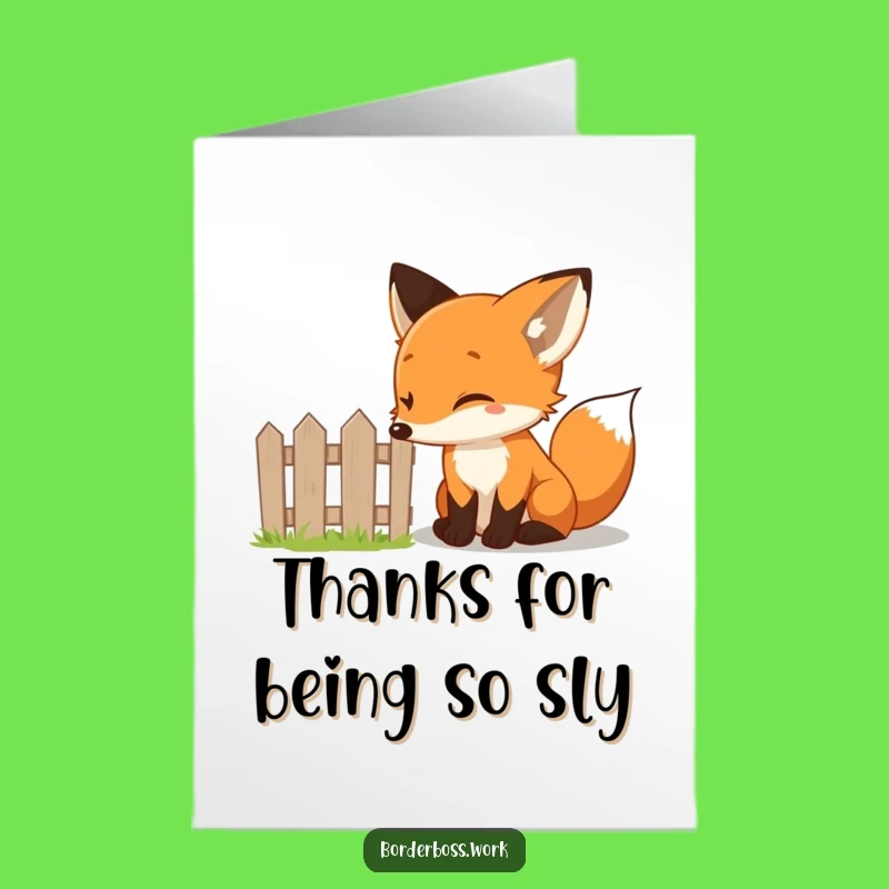 Free Printable Thank You Card: Curious Fox Fence Twinkle Funny Downloadable Gift