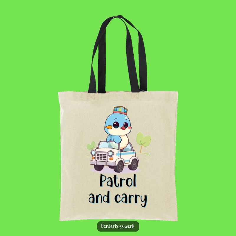 Funny Bluebird Patrol Tote Bag: Practical and Quirky Officer Accessory